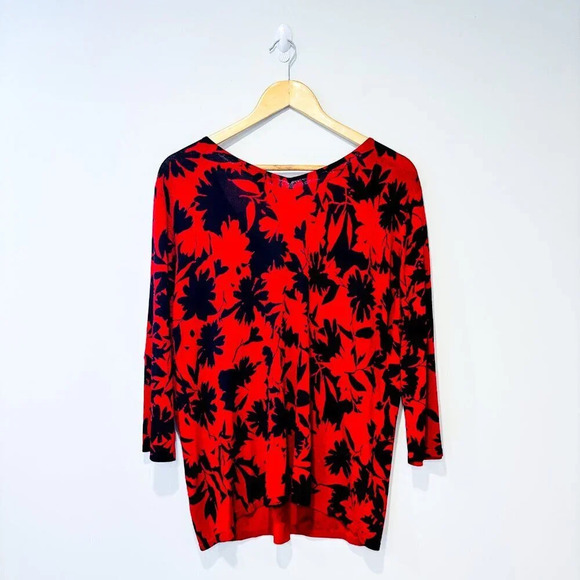 NYGARD COLLECTION  Red silk floral sweater - Picture 10 of 10